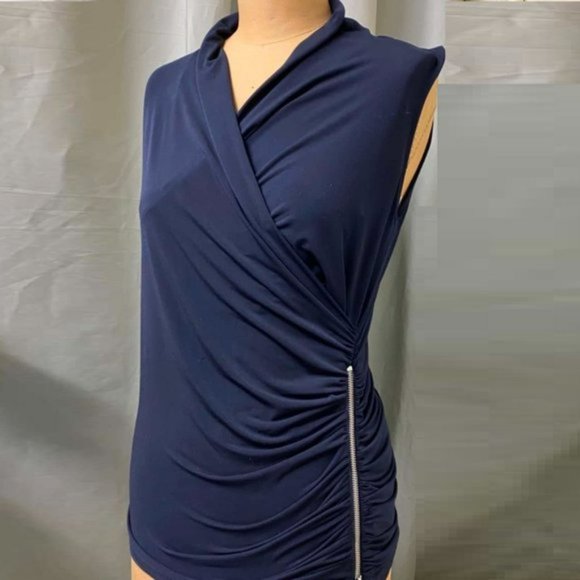 CUE Red Cut Out Sleeveless Office Knit Tank Top - Picture 2 of 8